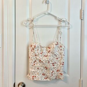 Reformation Magnolia Floral Linen Top